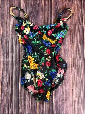 Vintage 90s Swim Shaper Underwire One Piece Floral Swimsuit Size Medium